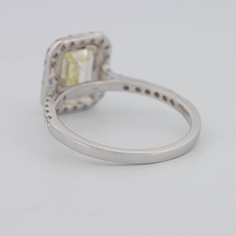 2 CT Fancy Light Yellow Emerald Cut Halo Solitaire - ZIZOV DIAMONDS