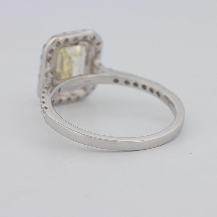 2 CT Fancy Light Yellow Emerald Cut Halo Solitaire - ZIZOV DIAMONDS