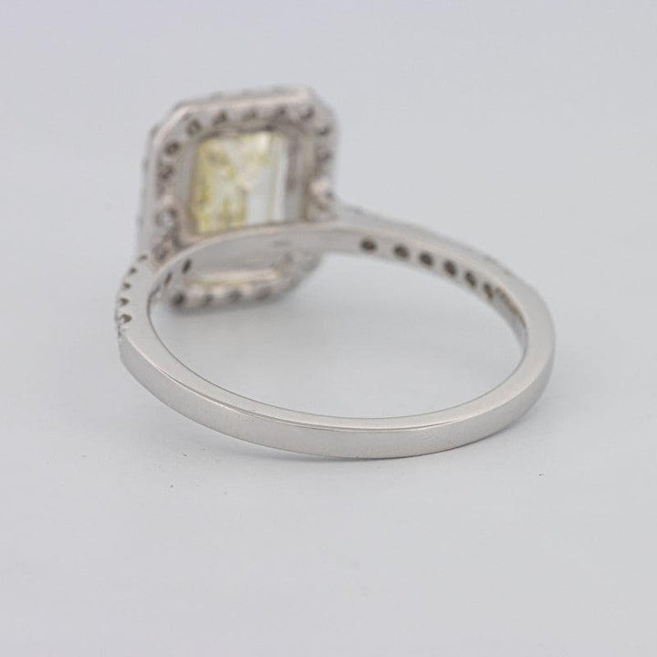 2 CT Fancy Light Yellow Emerald Cut Halo Solitaire - ZIZOV DIAMONDS