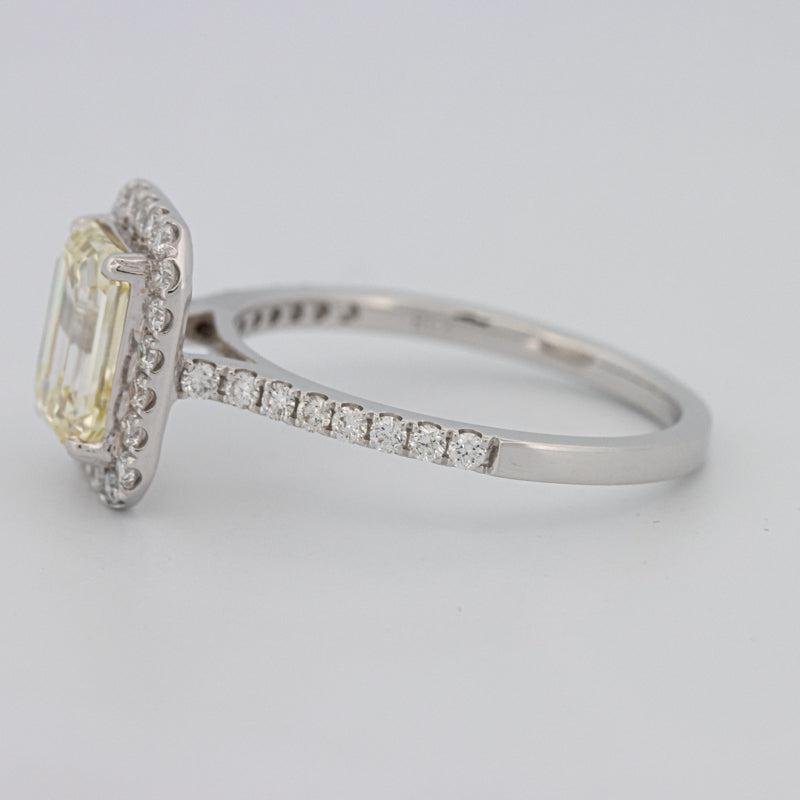 2 CT Fancy Light Yellow Emerald Cut Halo Solitaire - ZIZOV DIAMONDS