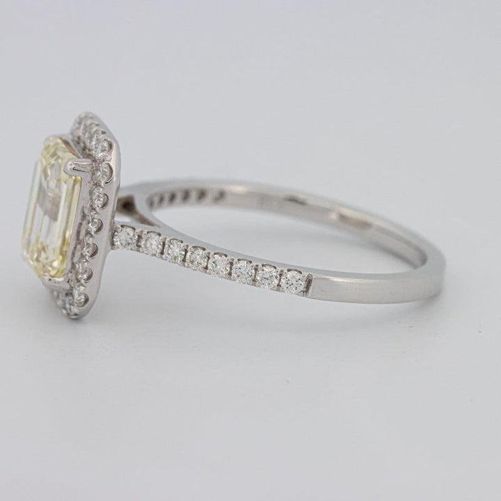 2 CT Fancy Light Yellow Emerald Cut Halo Solitaire - ZIZOV DIAMONDS