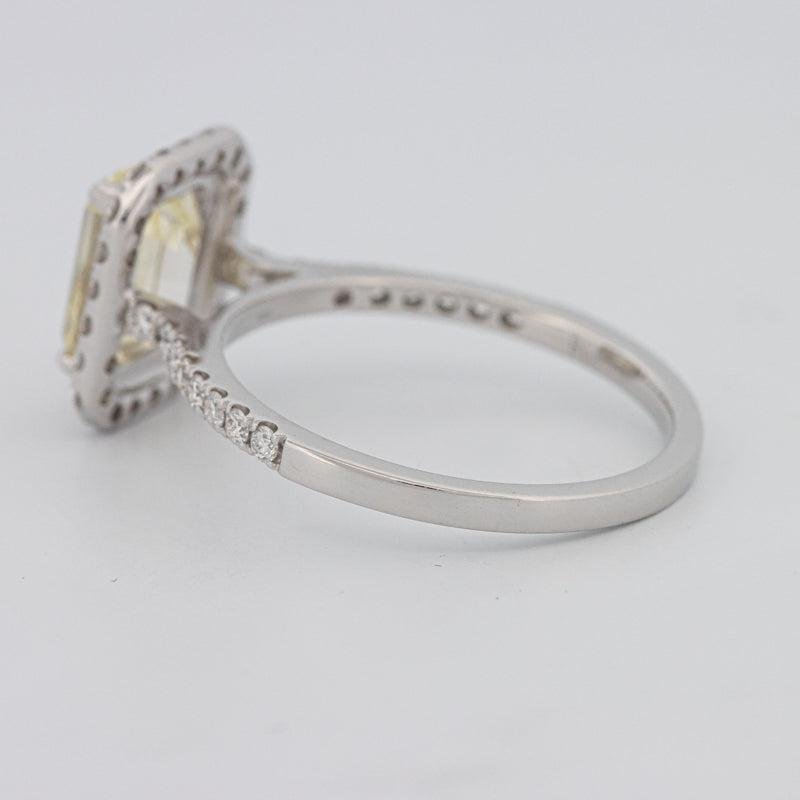 2 CT Fancy Light Yellow Emerald Cut Halo Solitaire - ZIZOV DIAMONDS