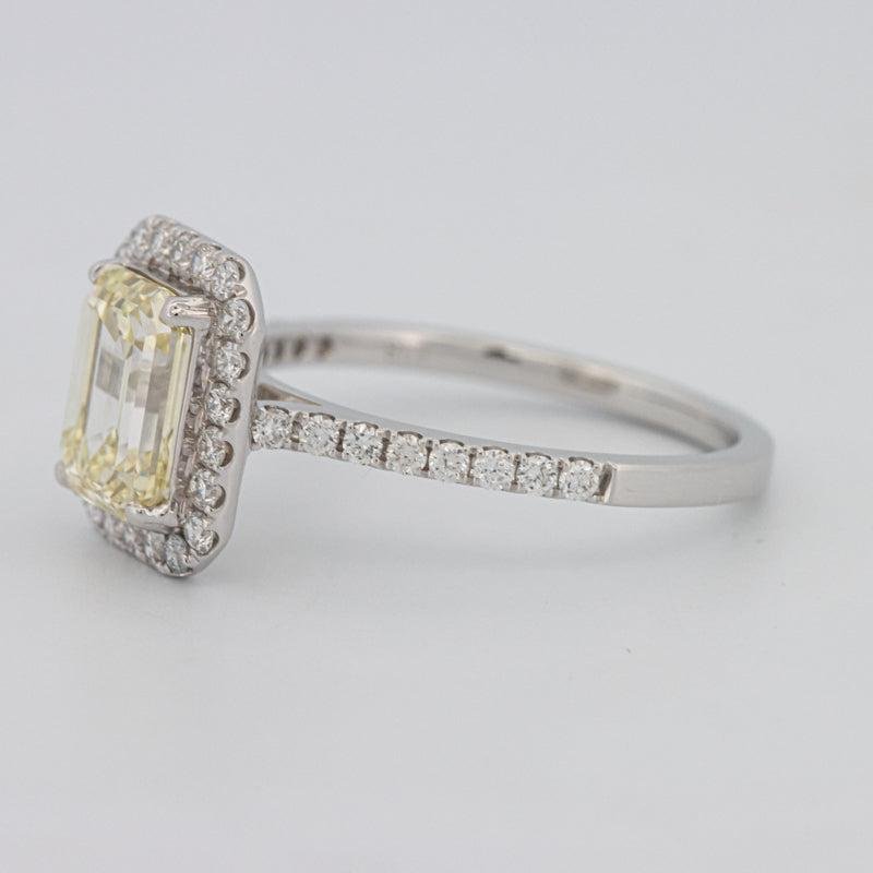 2 CT Fancy Light Yellow Emerald Cut Halo Solitaire - ZIZOV DIAMONDS