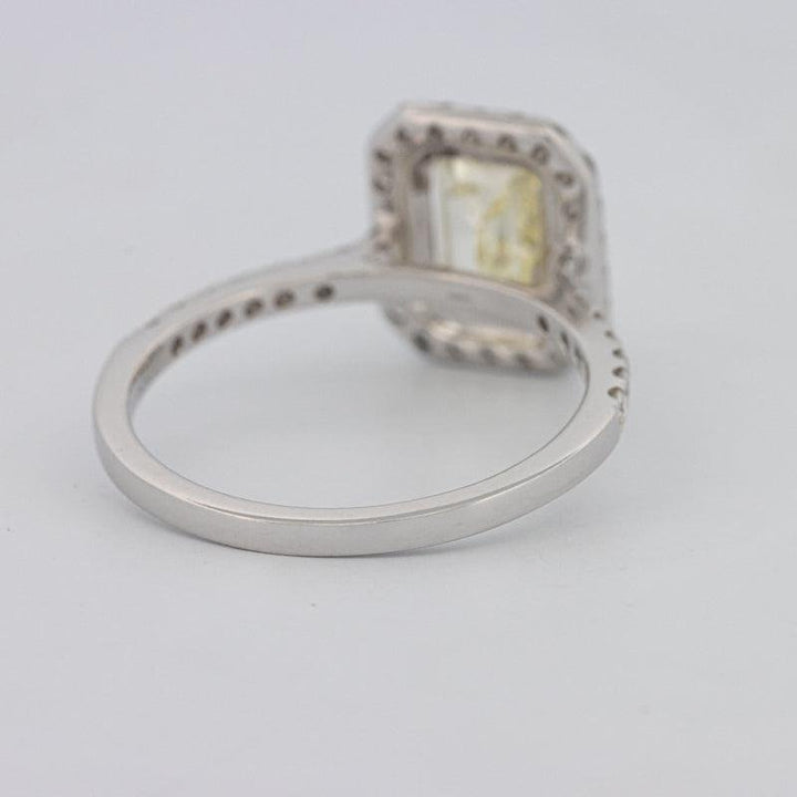 2 CT Fancy Light Yellow Emerald Cut Halo Solitaire - ZIZOV DIAMONDS
