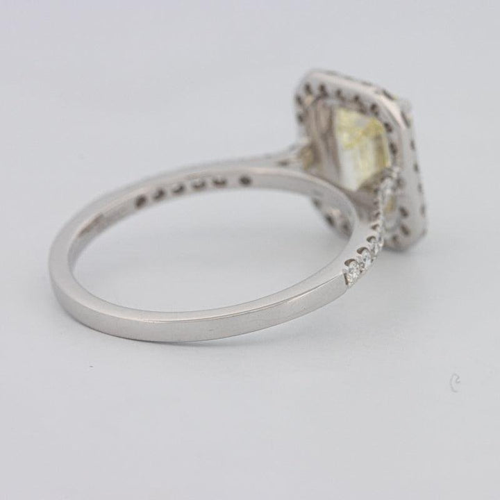 2 CT Fancy Light Yellow Emerald Cut Halo Solitaire - ZIZOV DIAMONDS