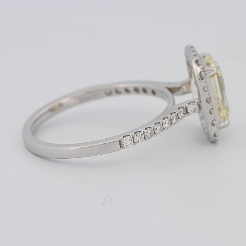 2 CT Fancy Light Yellow Emerald Cut Halo Solitaire - ZIZOV DIAMONDS