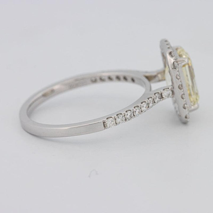 2 CT Fancy Light Yellow Emerald Cut Halo Solitaire - ZIZOV DIAMONDS