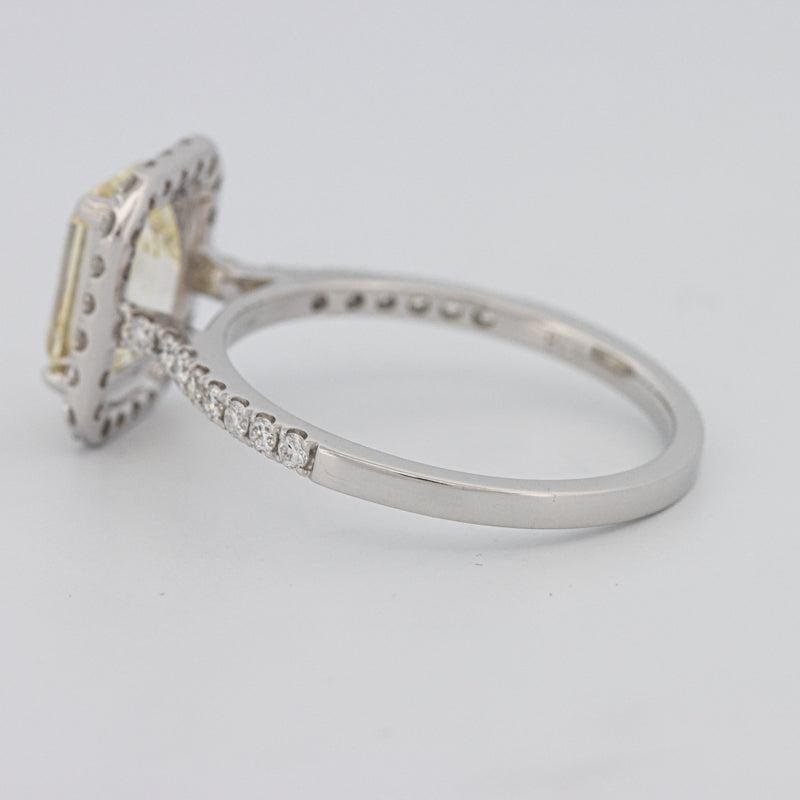 2 CT Fancy Light Yellow Emerald Cut Halo Solitaire - ZIZOV DIAMONDS