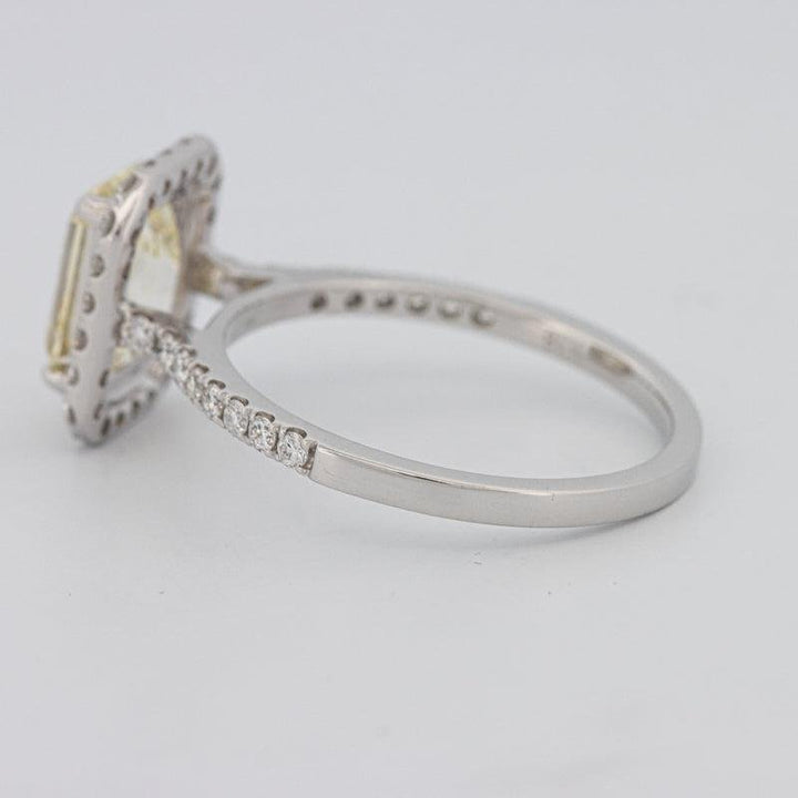 2 CT Fancy Light Yellow Emerald Cut Halo Solitaire - ZIZOV DIAMONDS