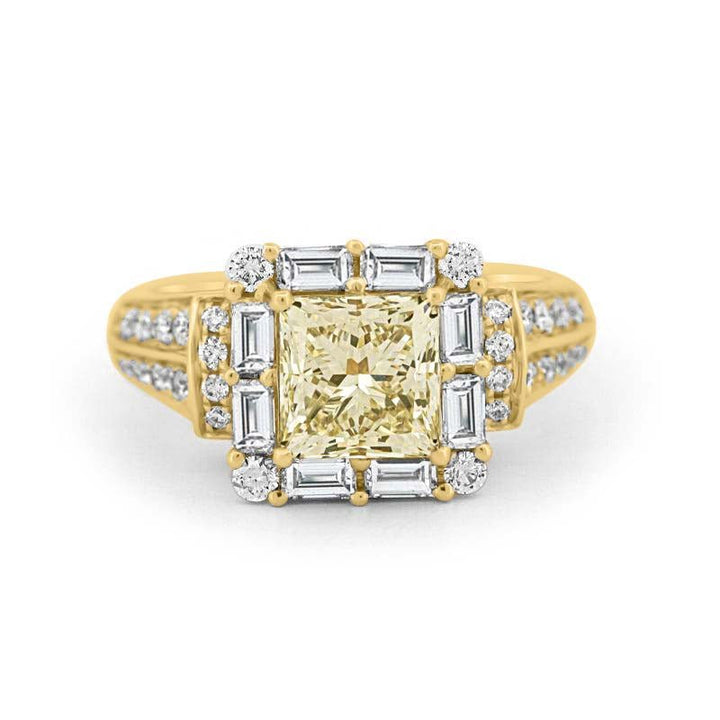 2 CT Fancy Light Yellow Square Radiant Halo Solitaire - ZIZOV DIAMONDS