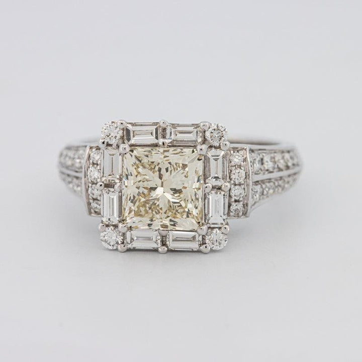 2 CT Fancy Light Yellow Square Radiant Halo Solitaire - ZIZOV DIAMONDS