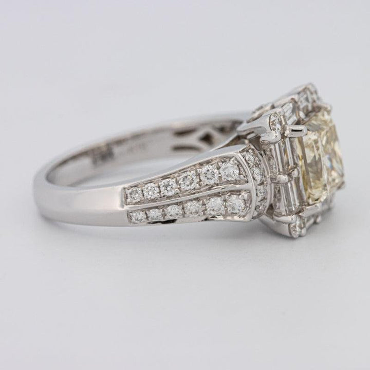2 CT Fancy Light Yellow Square Radiant Halo Solitaire - ZIZOV DIAMONDS