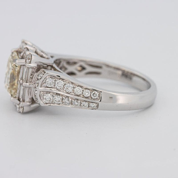 2 CT Fancy Light Yellow Square Radiant Halo Solitaire - ZIZOV DIAMONDS