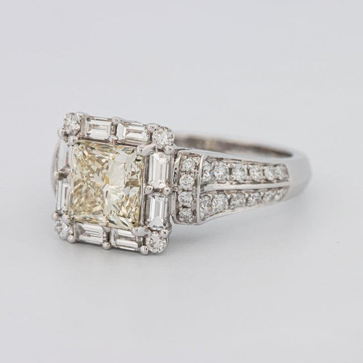 2 CT Fancy Light Yellow Square Radiant Halo Solitaire - ZIZOV DIAMONDS