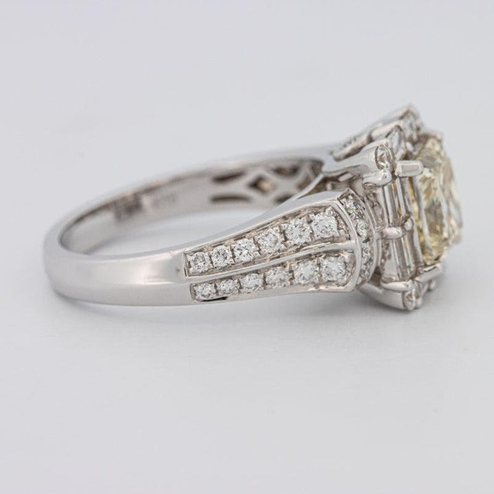 2 CT Fancy Light Yellow Square Radiant Halo Solitaire - ZIZOV DIAMONDS