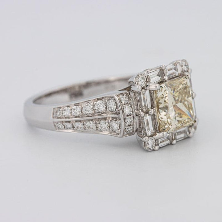 2 CT Fancy Light Yellow Square Radiant Halo Solitaire - ZIZOV DIAMONDS