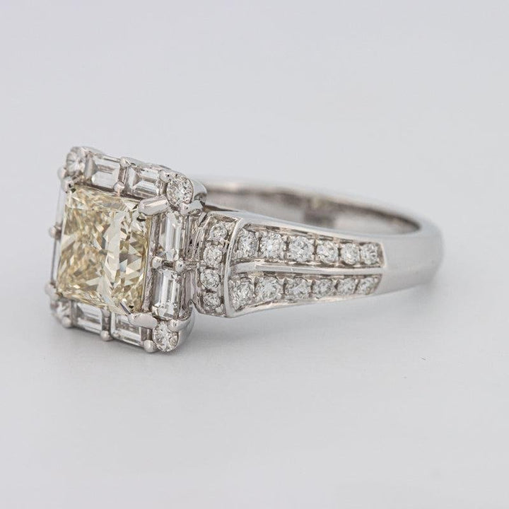 2 CT Fancy Light Yellow Square Radiant Halo Solitaire - ZIZOV DIAMONDS
