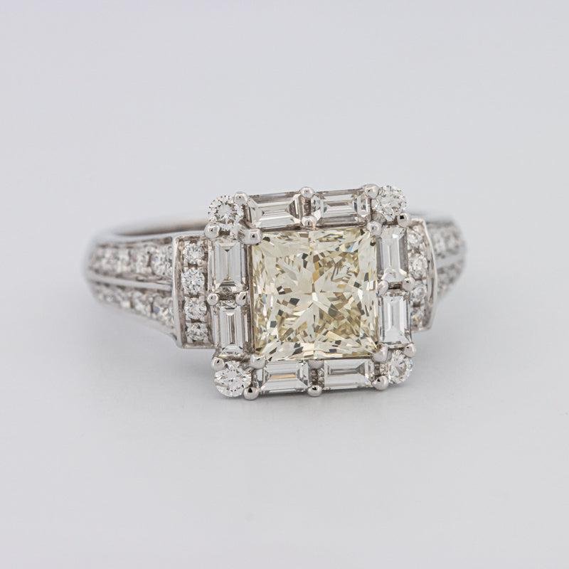 2 CT Fancy Light Yellow Square Radiant Halo Solitaire - ZIZOV DIAMONDS