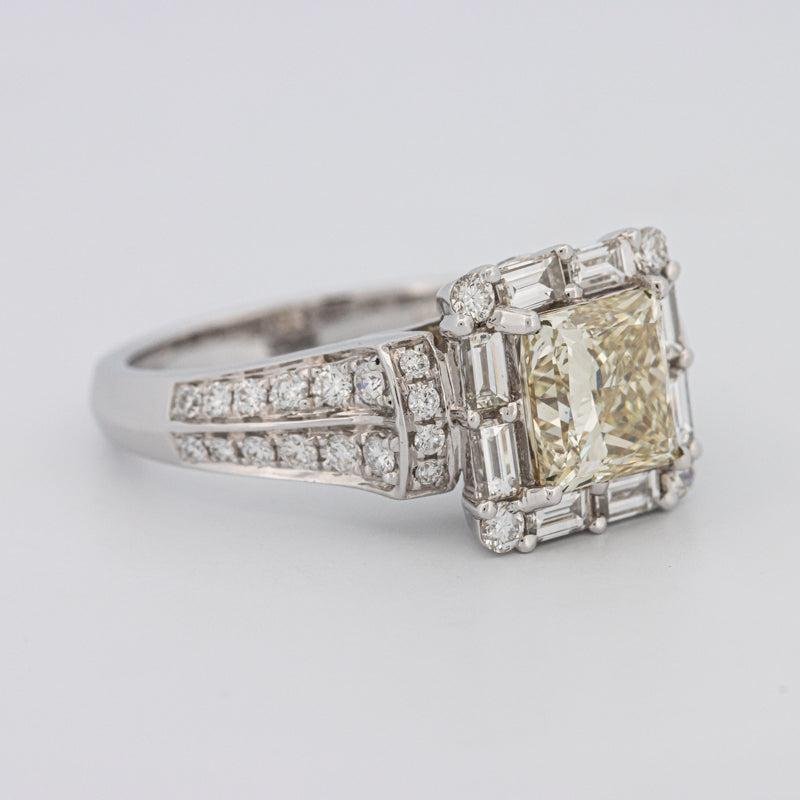 2 CT Fancy Light Yellow Square Radiant Halo Solitaire - ZIZOV DIAMONDS