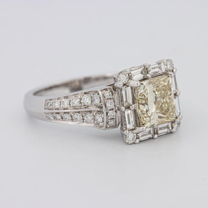 2 CT Fancy Light Yellow Square Radiant Halo Solitaire - ZIZOV DIAMONDS