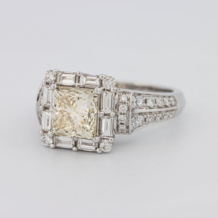 2 CT Fancy Light Yellow Square Radiant Halo Solitaire - ZIZOV DIAMONDS