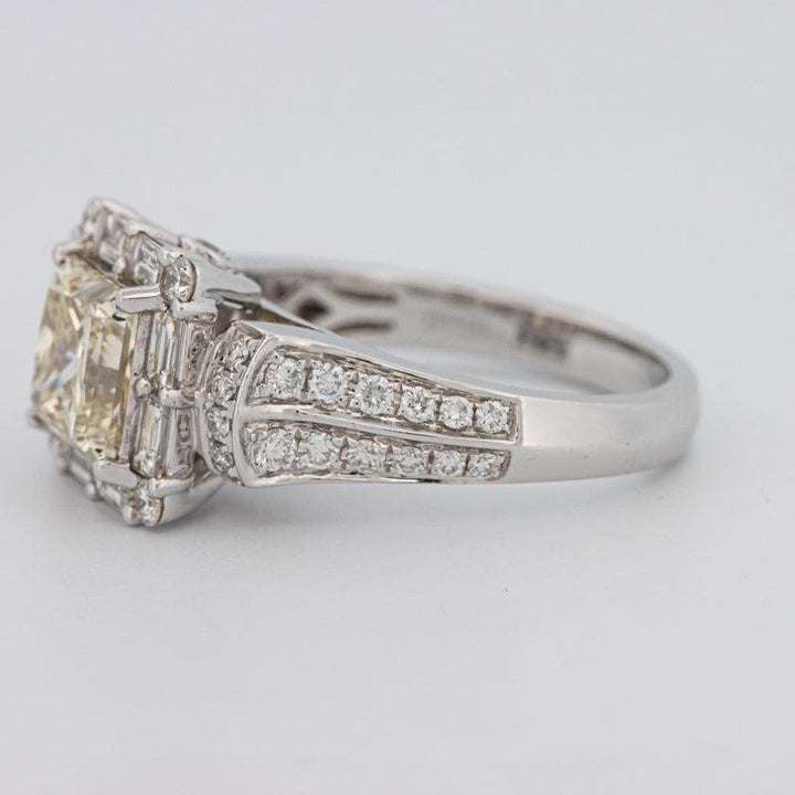 2 CT Fancy Light Yellow Square Radiant Halo Solitaire - ZIZOV DIAMONDS