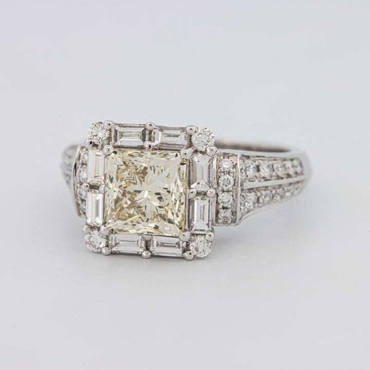 2 CT Fancy Light Yellow Square Radiant Halo Solitaire - ZIZOV DIAMONDS