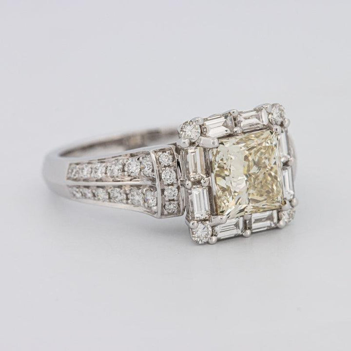 2 CT Fancy Light Yellow Square Radiant Halo Solitaire - ZIZOV DIAMONDS