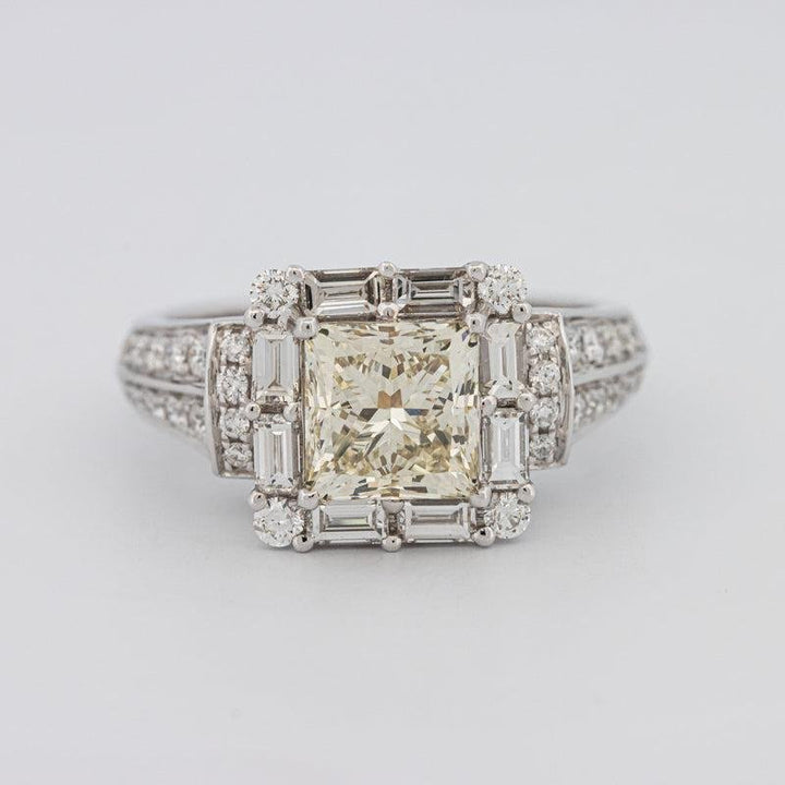 2 CT Fancy Light Yellow Square Radiant Halo Solitaire - ZIZOV DIAMONDS