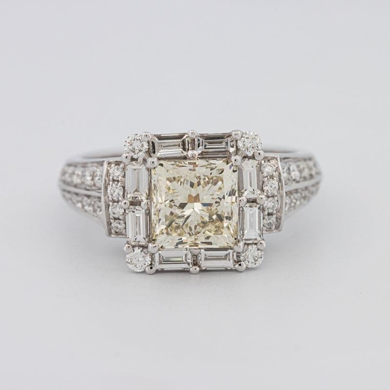 2 CT Fancy Light Yellow Vierkante Radiant Halo Solitaire