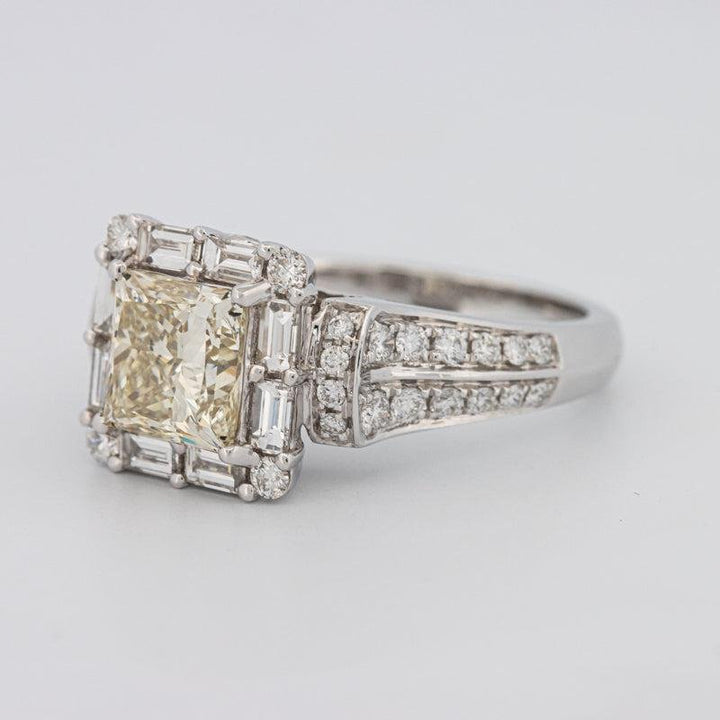 2 CT Fancy Light Yellow Square Radiant Halo Solitaire - ZIZOV DIAMONDS