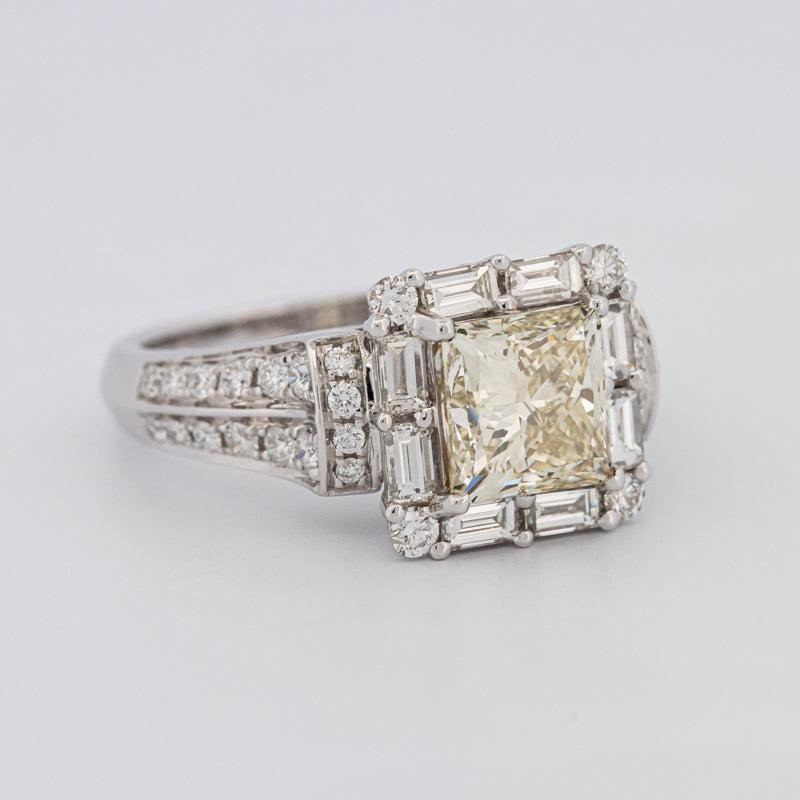 2 CT Fancy Light Yellow Square Radiant Halo Solitaire - ZIZOV DIAMONDS