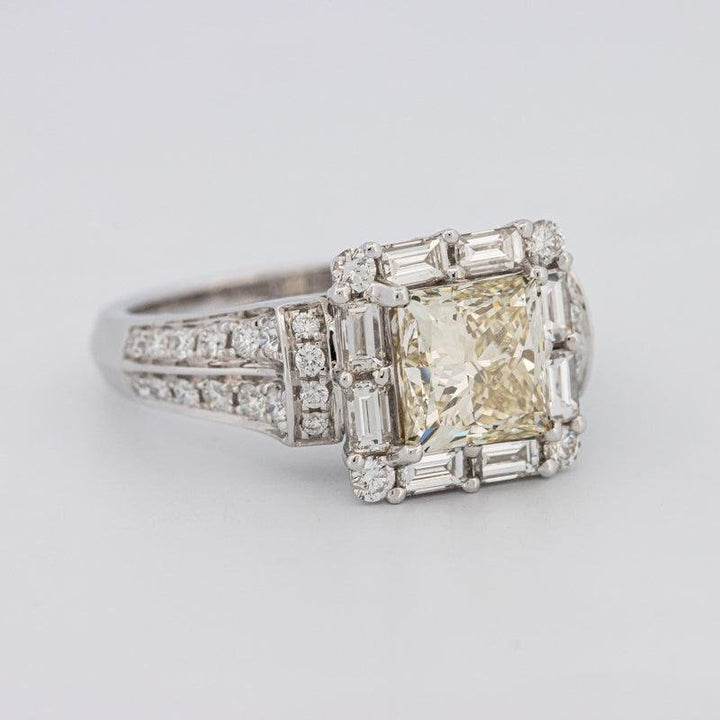 2 CT Fancy Light Yellow Square Radiant Halo Solitaire - ZIZOV DIAMONDS