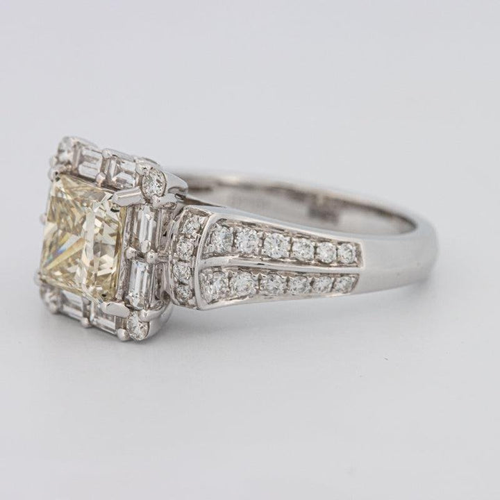 2 CT Fancy Light Yellow Square Radiant Halo Solitaire - ZIZOV DIAMONDS