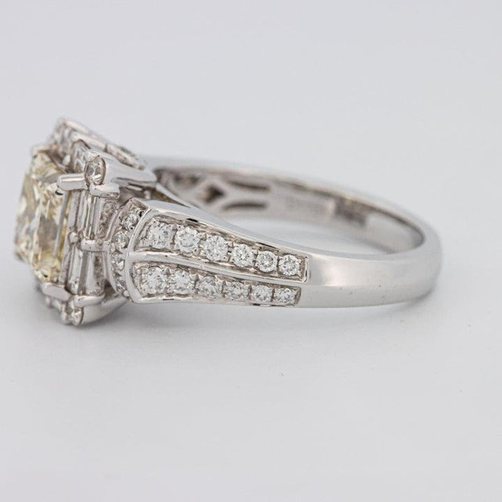 2 CT Fancy Light Yellow Square Radiant Halo Solitaire - ZIZOV DIAMONDS