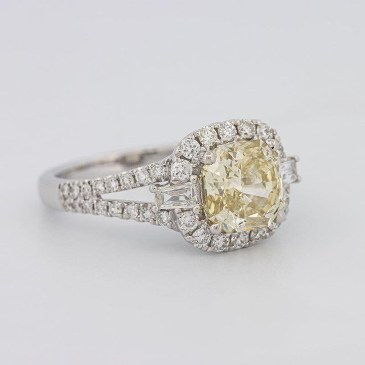 2 CT Fancy Yellow Square Radiant Halo Solitaire - ZIZOV DIAMONDS