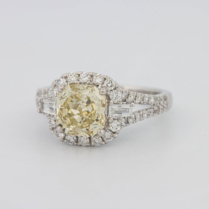 2 CT Fancy Yellow Square Radiant Halo Solitaire - ZIZOV DIAMONDS