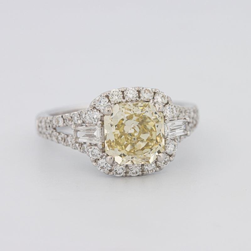 2 CT Fancy Yellow Square Radiant Halo Solitaire - ZIZOV DIAMONDS