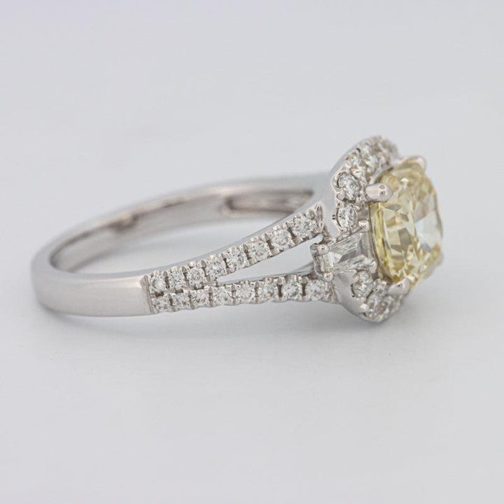 2 CT Fancy Yellow Square Radiant Halo Solitaire - ZIZOV DIAMONDS