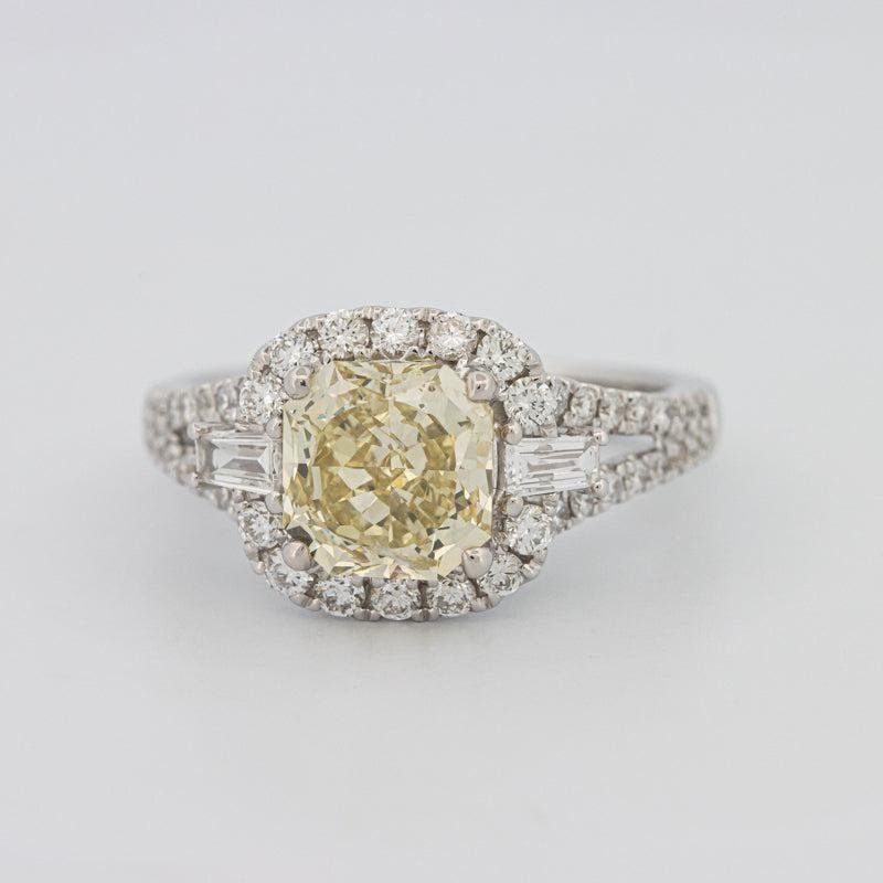 2 CT Fancy Yellow Square Radiant Halo Solitaire - ZIZOV DIAMONDS