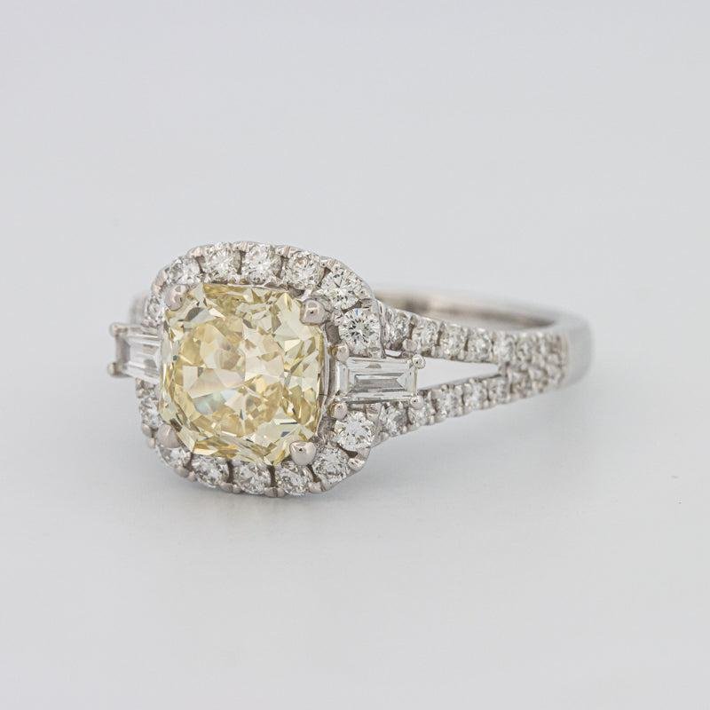 2 CT Fancy Yellow Square Radiant Halo Solitaire - ZIZOV DIAMONDS