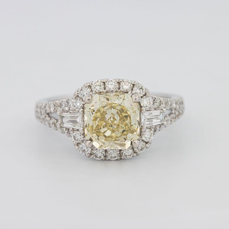 2 CT Fancy Yellow Vierkante Radiant Halo Solitaire