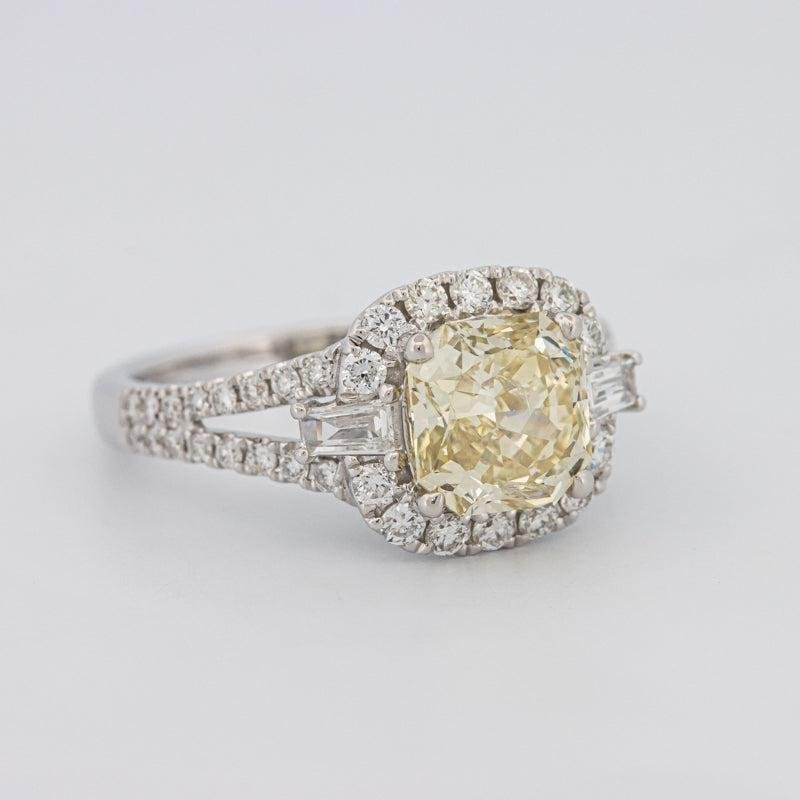2 CT Fancy Yellow Square Radiant Halo Solitaire - ZIZOV DIAMONDS
