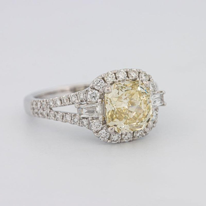 2 CT Fancy Yellow Square Radiant Halo Solitaire - ZIZOV DIAMONDS
