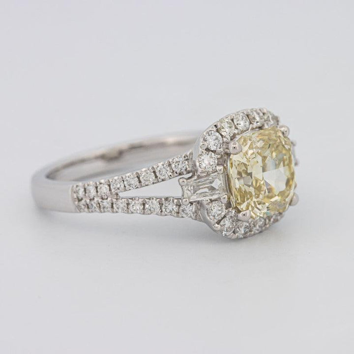 2 CT Fancy Yellow Square Radiant Halo Solitaire - ZIZOV DIAMONDS