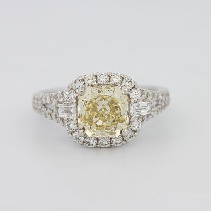 2 CT Fancy Yellow Square Radiant Halo Solitaire - ZIZOV DIAMONDS