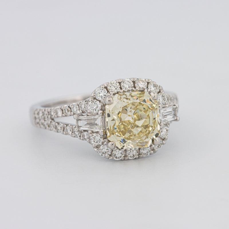 2 CT Fancy Yellow Square Radiant Halo Solitaire - ZIZOV DIAMONDS