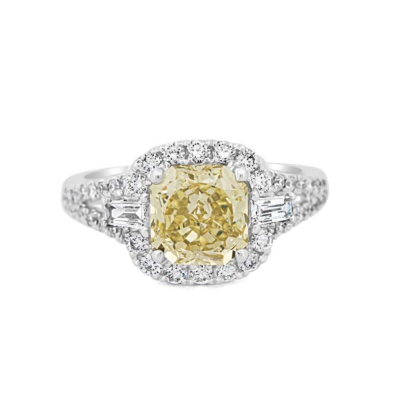 2 CT Fancy Yellow Square Radiant Halo Solitaire - ZIZOV DIAMONDS