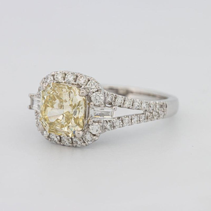 2 CT Fancy Yellow Square Radiant Halo Solitaire - ZIZOV DIAMONDS