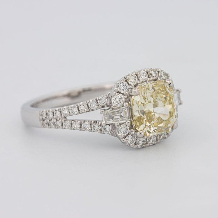 2 CT Fancy Yellow Square Radiant Halo Solitaire - ZIZOV DIAMONDS